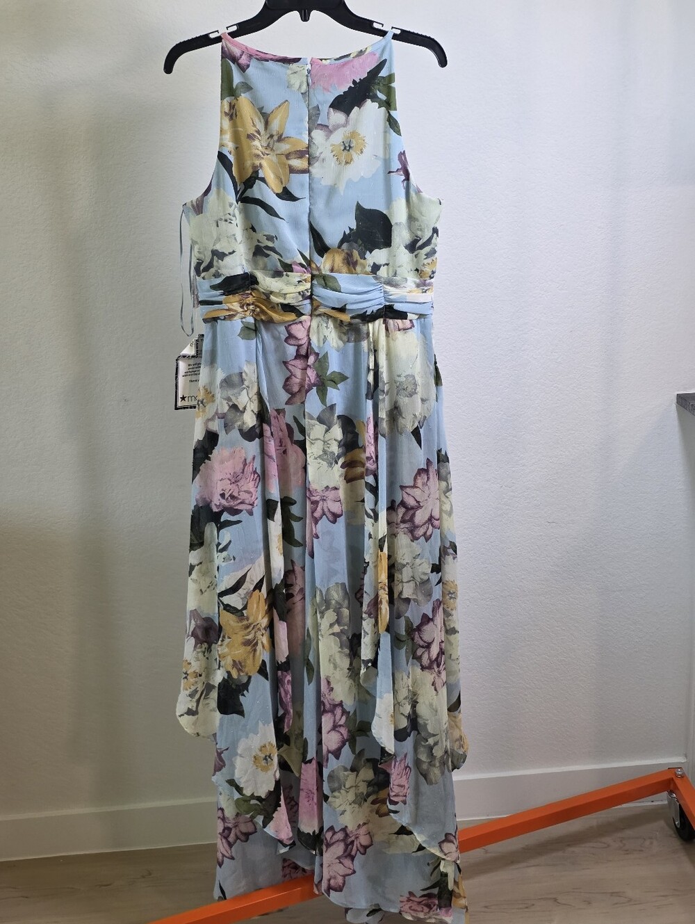 NWT R&M Richards Blue Floral High Low Chiffon Maxi Dress Size 14 Formal $129 - Picture 8 of 10